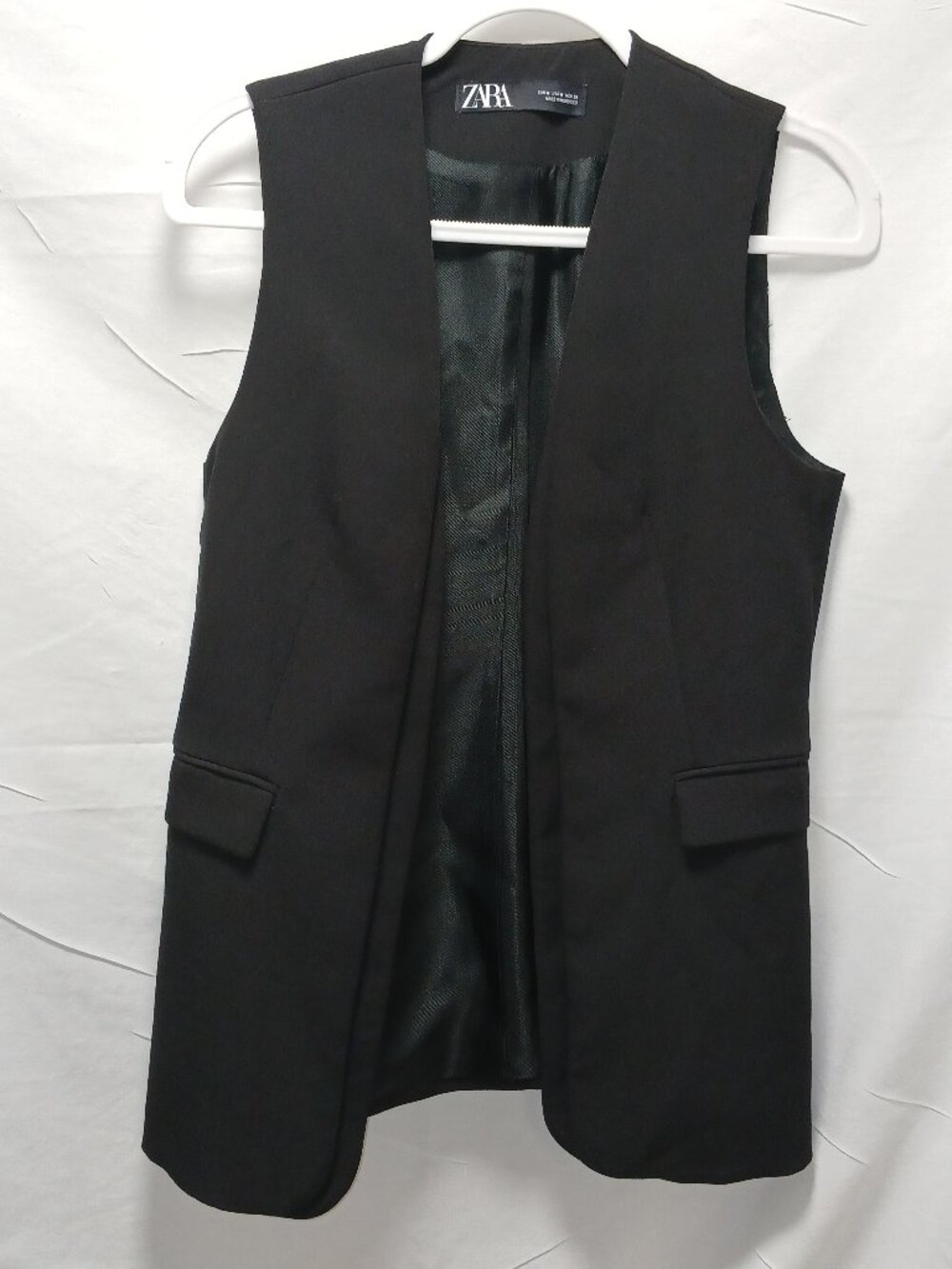 ZARA Black Sleeveless Blazer Vest Women’s M • Structured Tailored Layering Piece